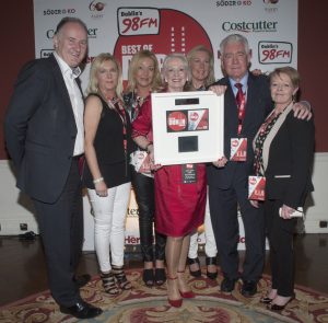 Jim Barry MD Barrys Group presents Eugene O'Reilly and his team of O'Reilly Transport with an award for 'Best Place to Work' at 98FM'S Best of Dublin Awards 2015 at Kilmainham Hospital. Pic Patrick O'Leary